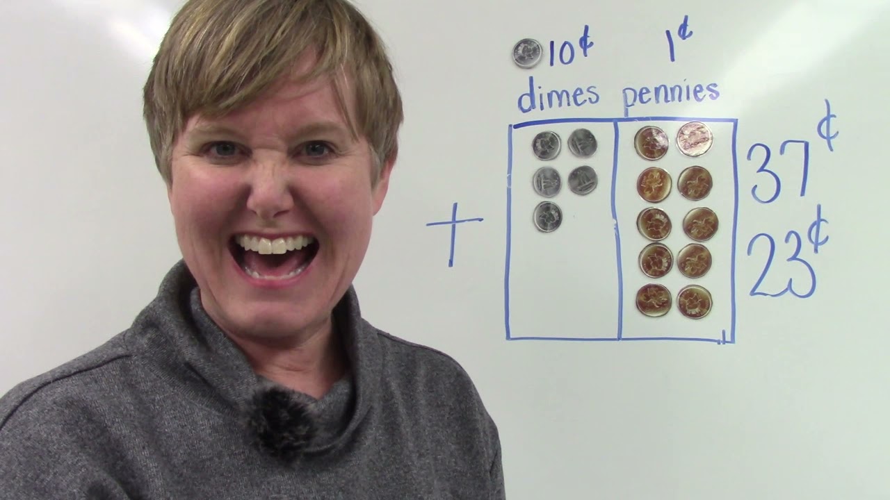 Grade 2: Math Lesson #71 Adding Two-Digit Numbers with Trading Using Dimes and Pennies (Part 1)