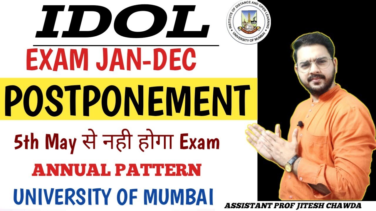 Postponed हो गए IDOL Exam 2022|5th May Exam Postponed|Latest update|Mumbai University|Jitesh sir|