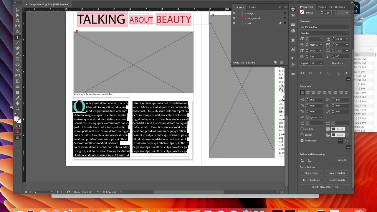 Drop Caps for magazine spread
