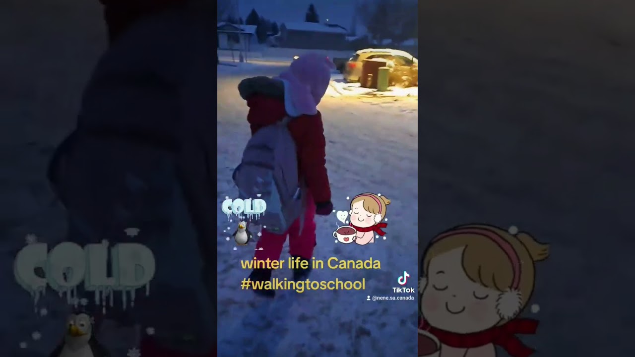 winter walk | struggle is real #winter #walking #school #kids #canada #baby