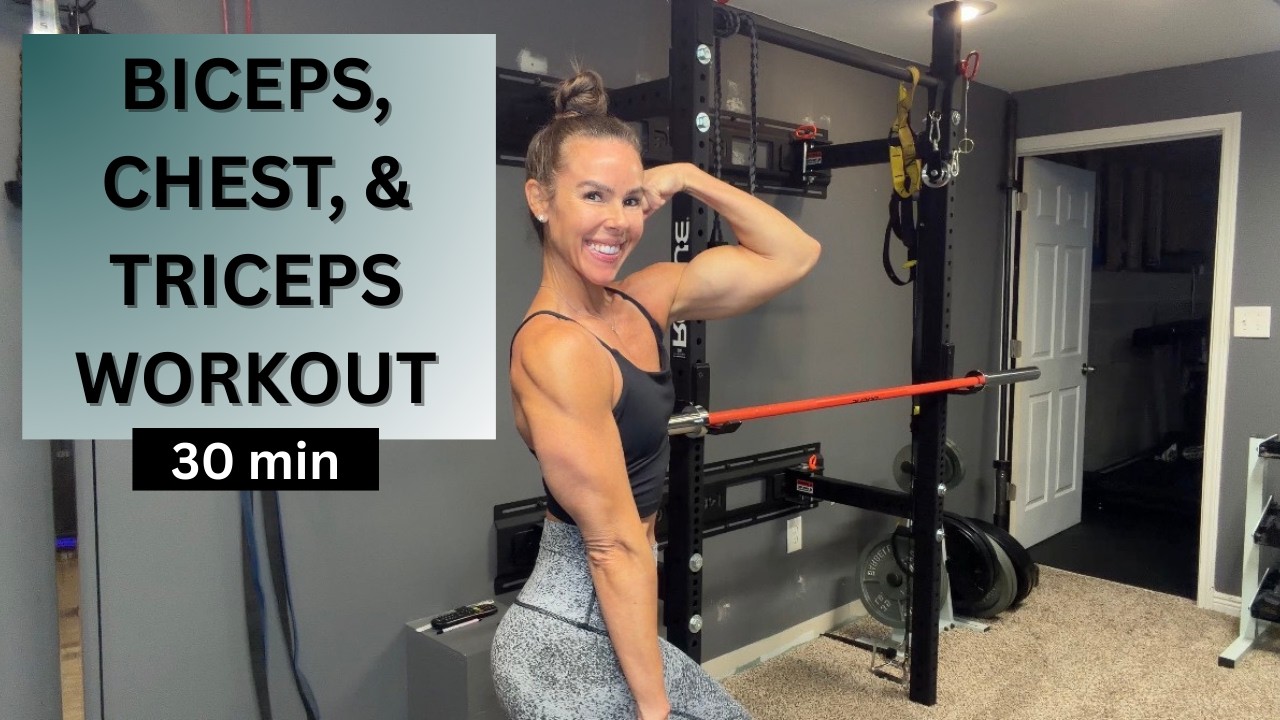 30-Min Dumbbell Arm Workout for Women Over 40 | Build Lean Muscle (Chest, Biceps & Triceps)