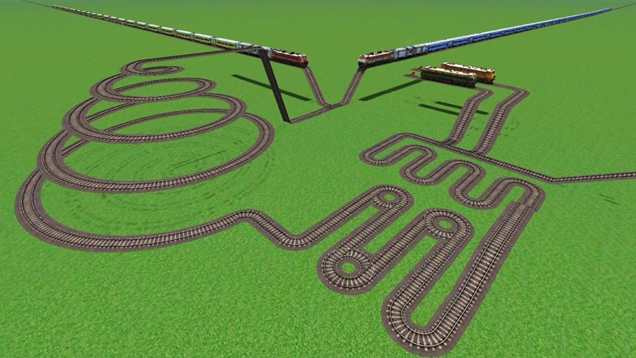 Train Videos Indian Railways Game's//At Daimond Curved Tracks//Bumpy Forked Funny Railroads 🦺