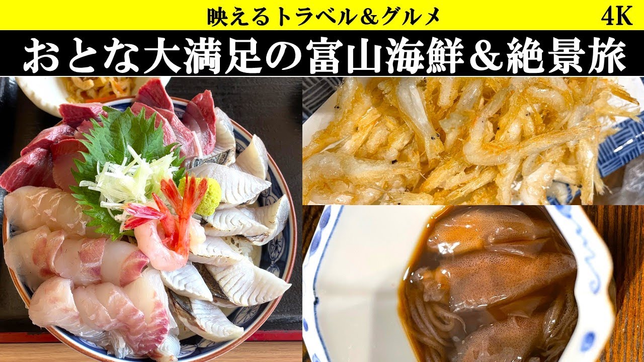 4K【富山の極み!】究極の海鮮丼とホタルイカ、白エビ。絶景もね！