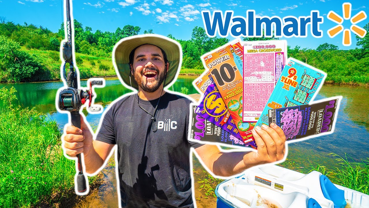 Walmart LOTTERY TICKET Fishing Challenge in My Backyard Pond!!! (I WON)