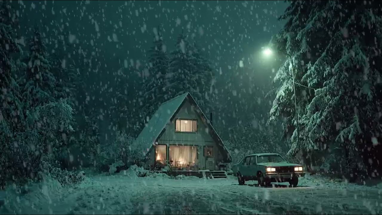 Snowfall Covering the Silent Ground While Winter Winds Move Softly | Deep Sleep Night Atmosphere