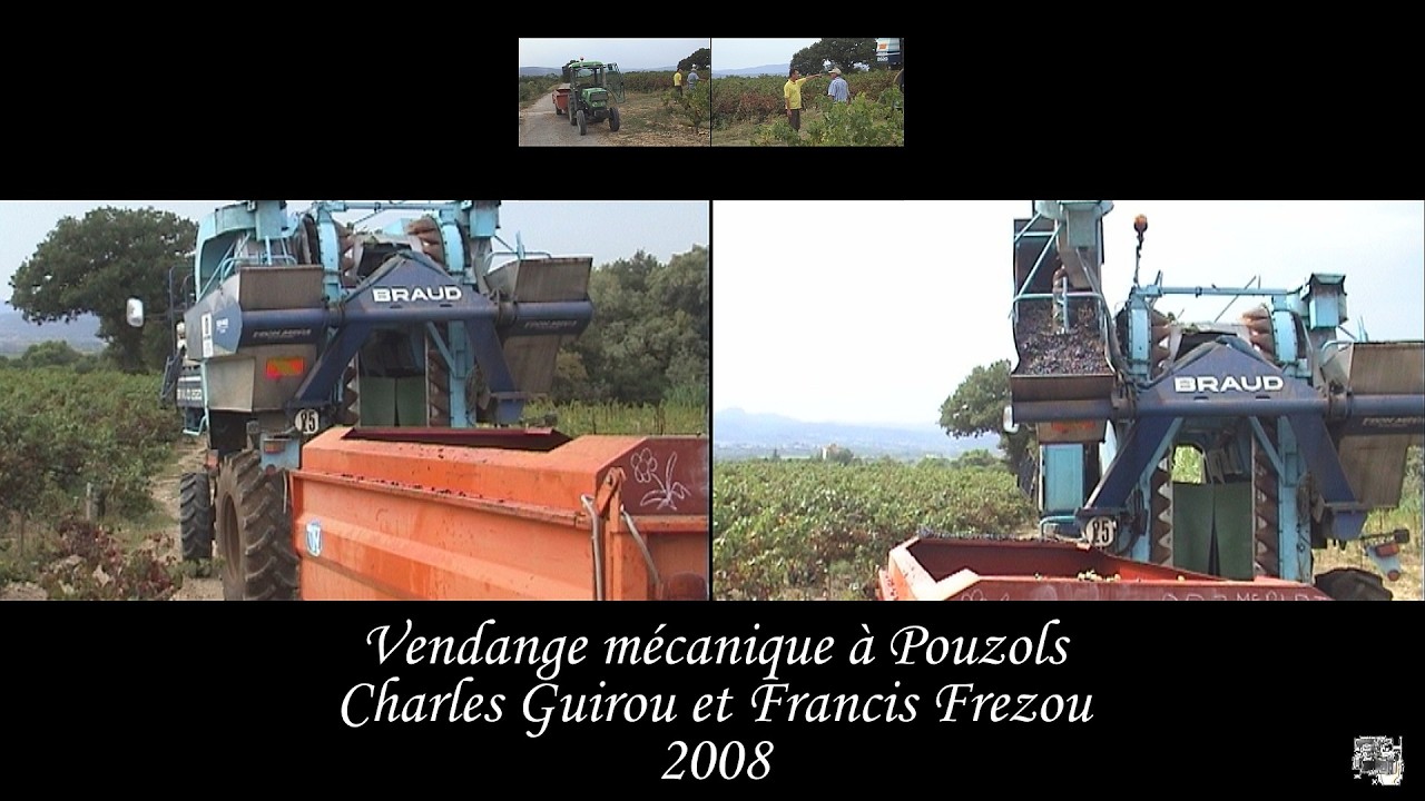 Vendange mécanique à Pouzols en compagnie de Charles et Francis 2008