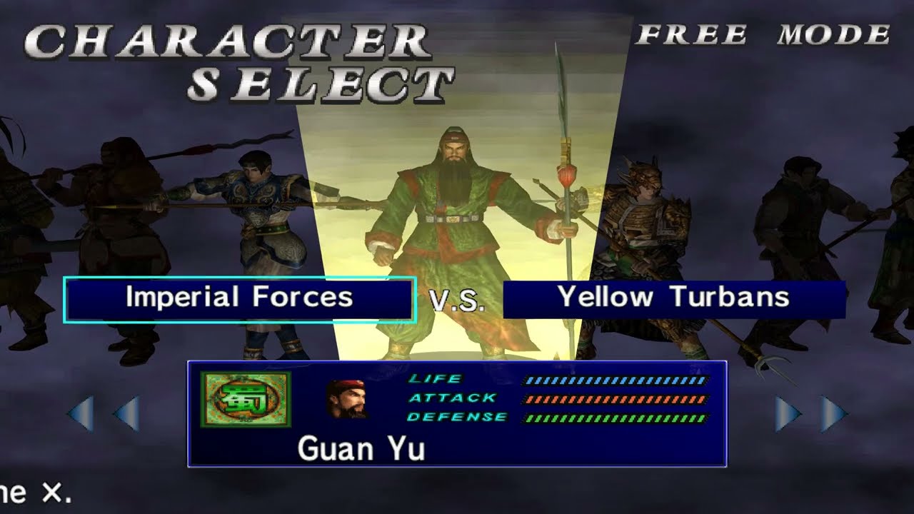 Dynasty Warriors 2 All Characters With Voice Select Quote and Pose