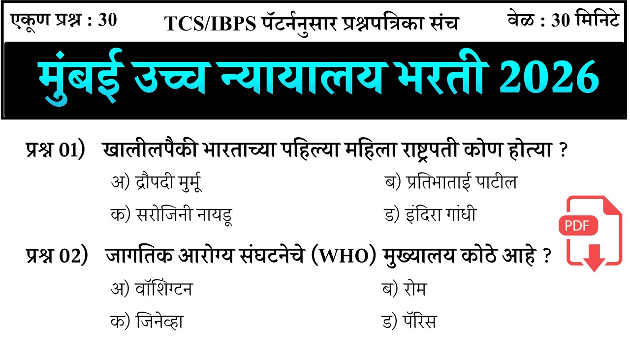 High Court Exam Date | Bombay High Court Peon Question Paper | Bombay High Court Clerk