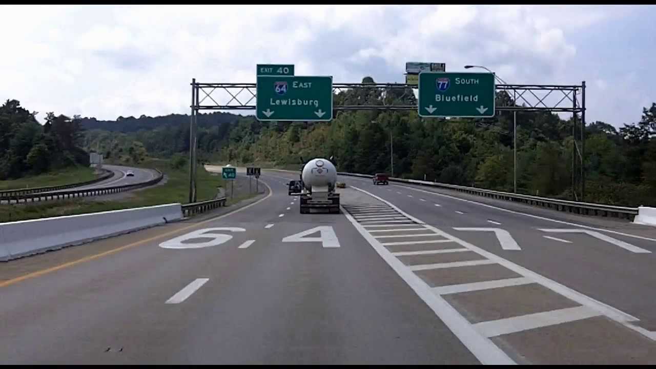 Interstate 77 South / Interstate 64 East Split in West Virginia