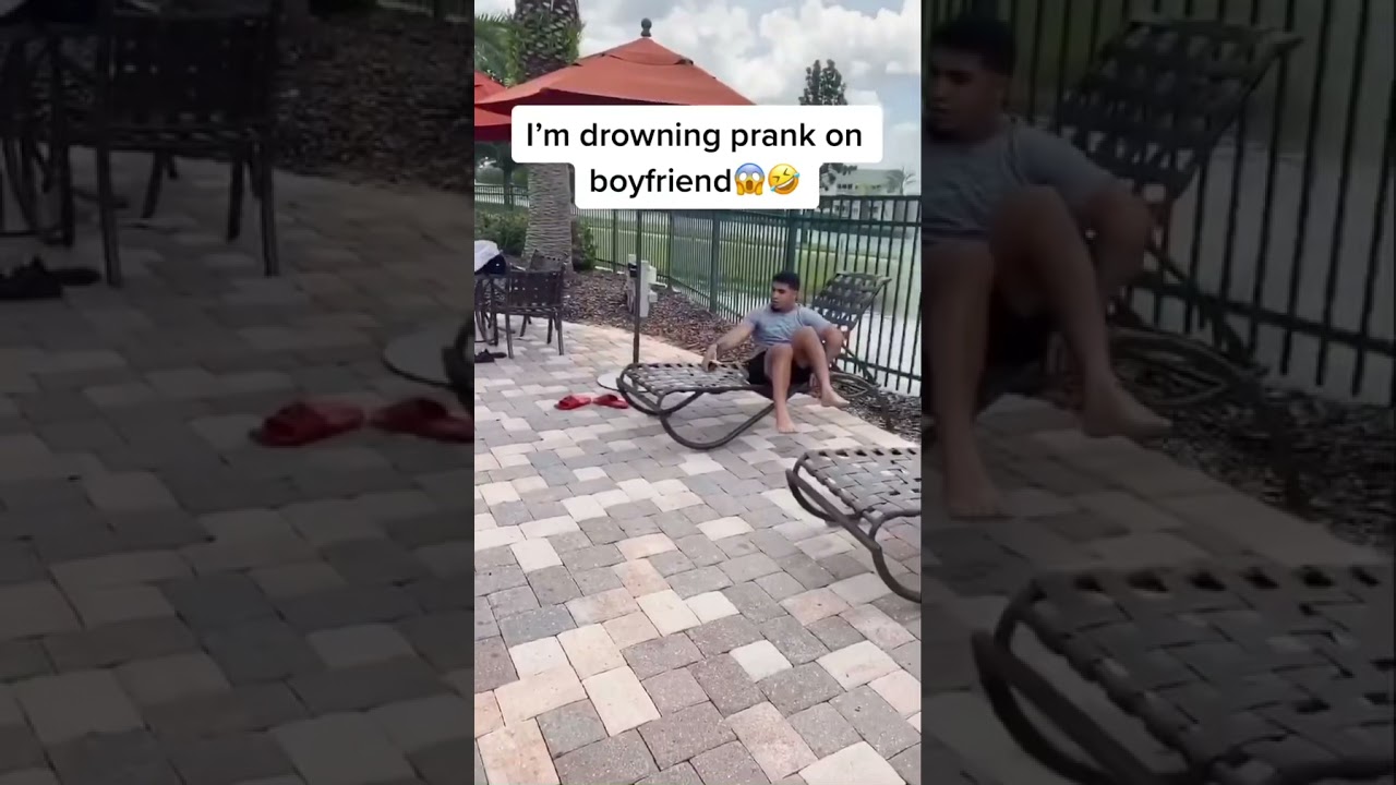 I&rsquo;m DROWNING prank on my BOYFRIEND! 😰😱 (he saves me) #shorts