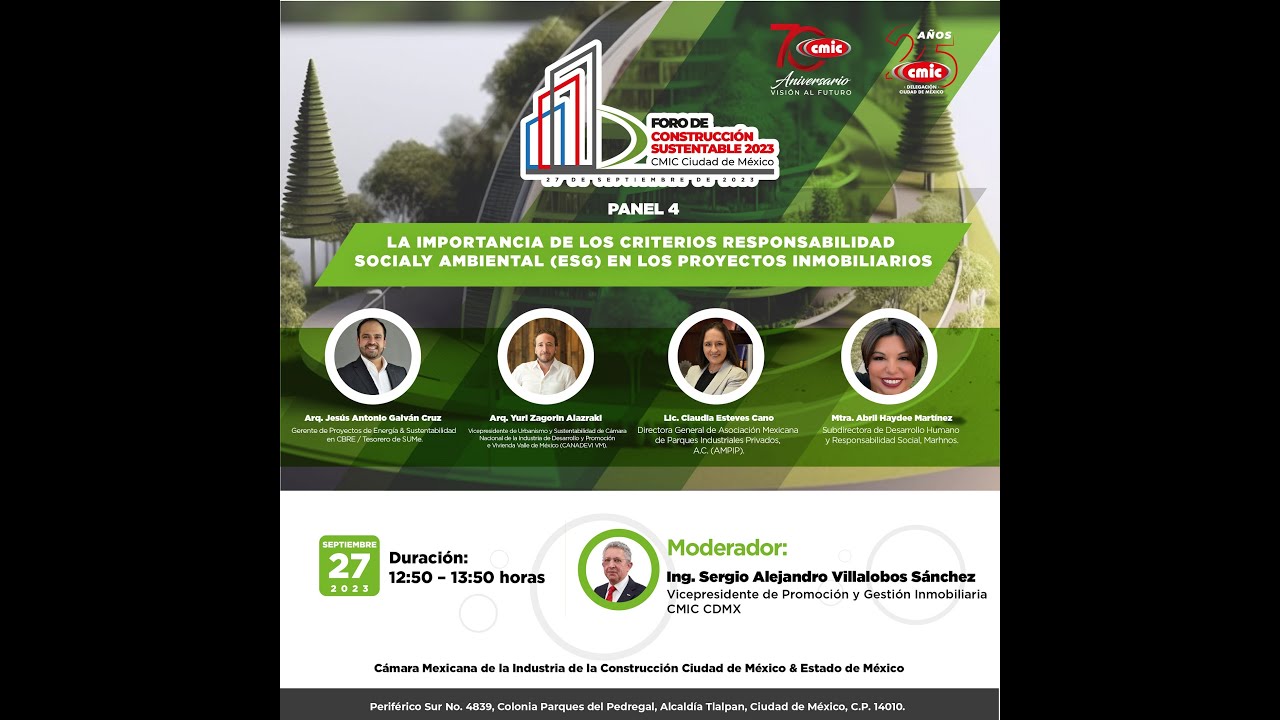 Panel 4 | LA IMPORTANCIA DE LOS CRITERIOS ESG Y AMBIENTAL EN LOS PROYECTOS INMOBILIARIOS