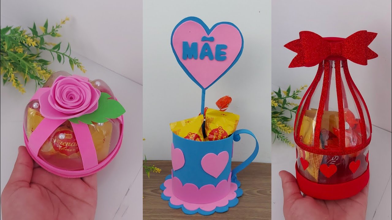 3 Ideias incríveis de Lembrancinhas com garrafa pet | Dia Das Mães