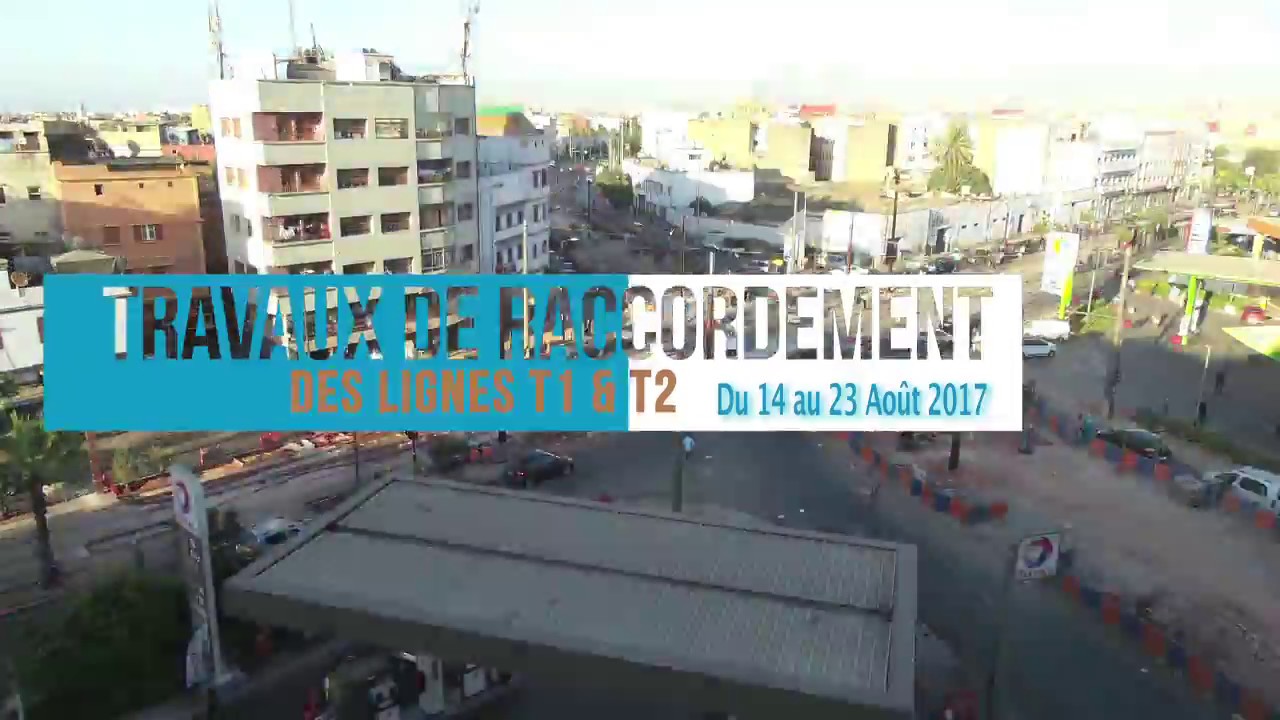 Branchement des lignes T1 et T2 - Carrefour Okba Ibnou Nafia, Casatramway - ربط خطي T1 و T2