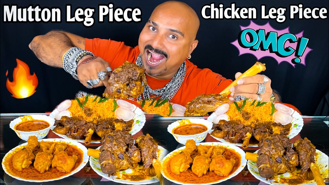 Eating Mutton Leg Piece & Chicken Leg Piece l Ulhas Kamathe l Chicken Leg Piece 😍