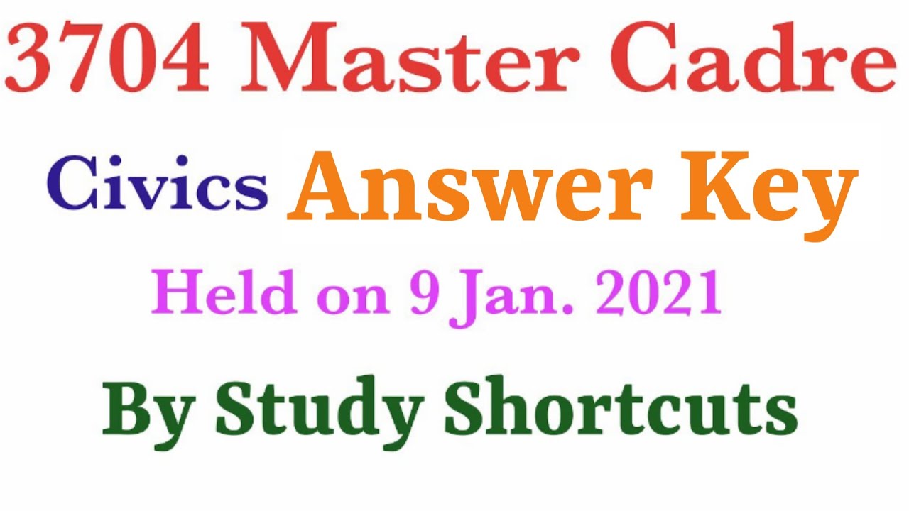 3704 Master Cadre SS- Civics Answer Key Original Paper 9 jan. 2021
