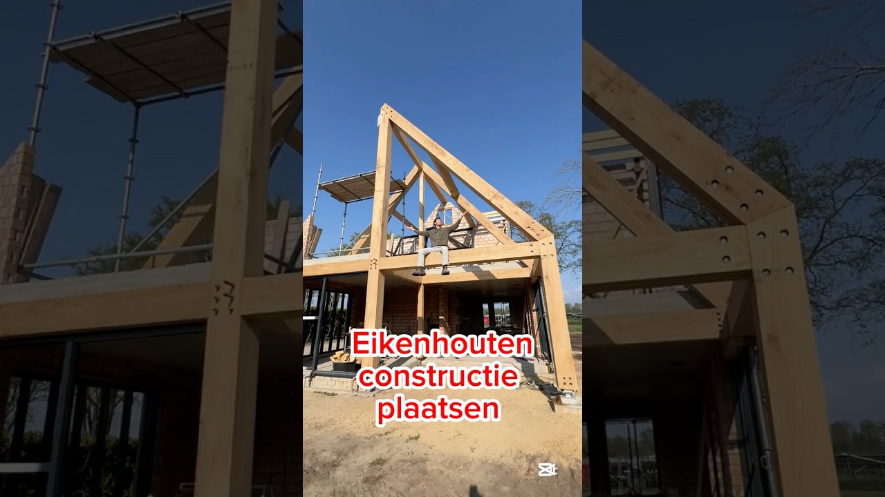 Eikenhouten constructie plaatsten
