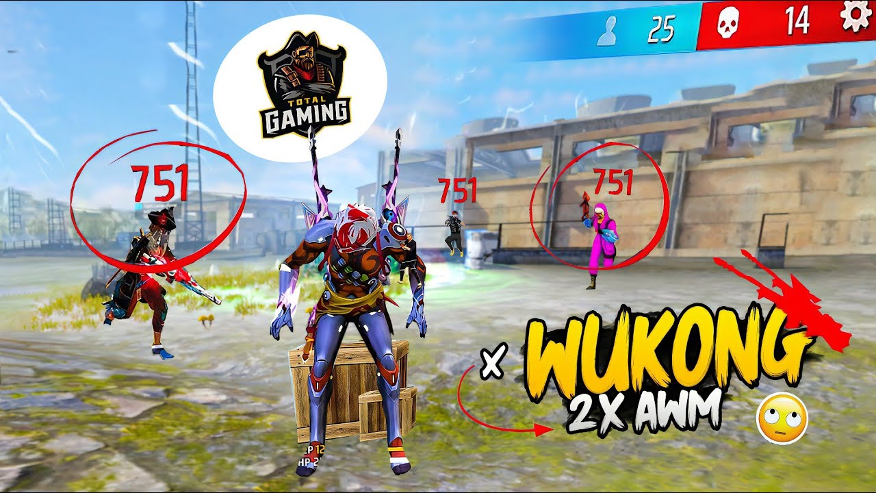 Wukong Rocked 🔥 Double Awm Solo Vs Squad Op Gameplay 😱 Free Fire