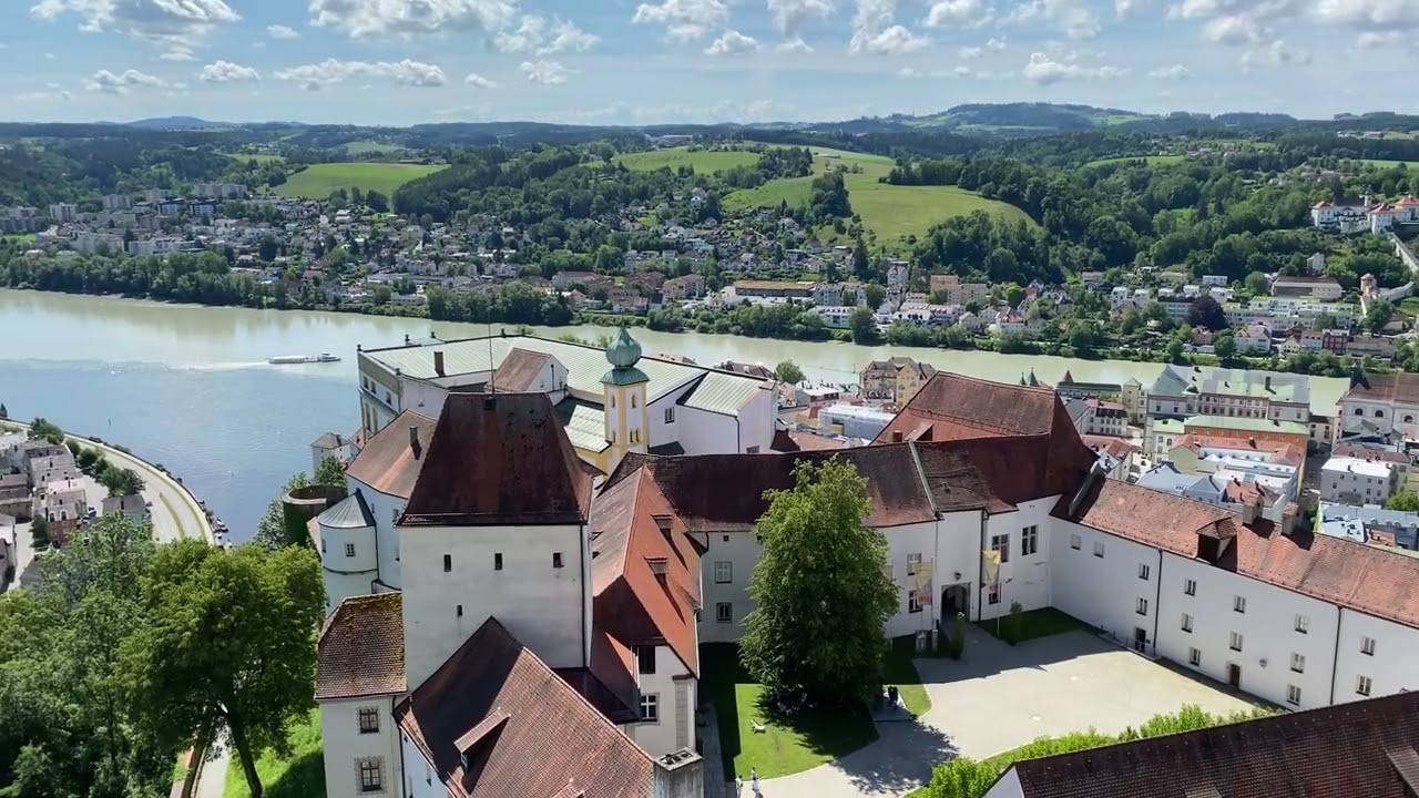 Rundblick &uuml;ber Passau vom Aussichtsturm der Veste Oberhaus aus.