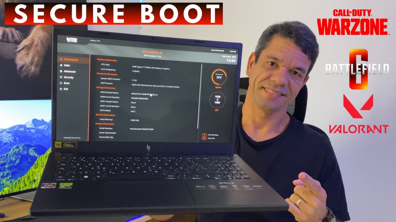 Como CONFIGURAR a Bios do Notebook Acer Nitro V15 ANV15 41 R2GT AMD Ryzen 7 7735HS RTX 4050