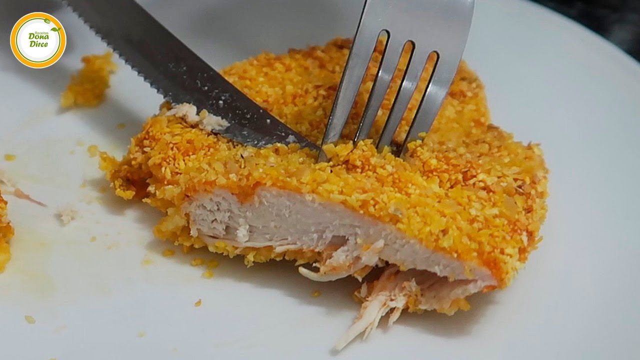 SUPER CROCANTE E SAUDÁVEL NO FORNO | FILÉ DE FRANGO EMPANADO AO FORNO | FRANGO CROCANTE ASSADO #739