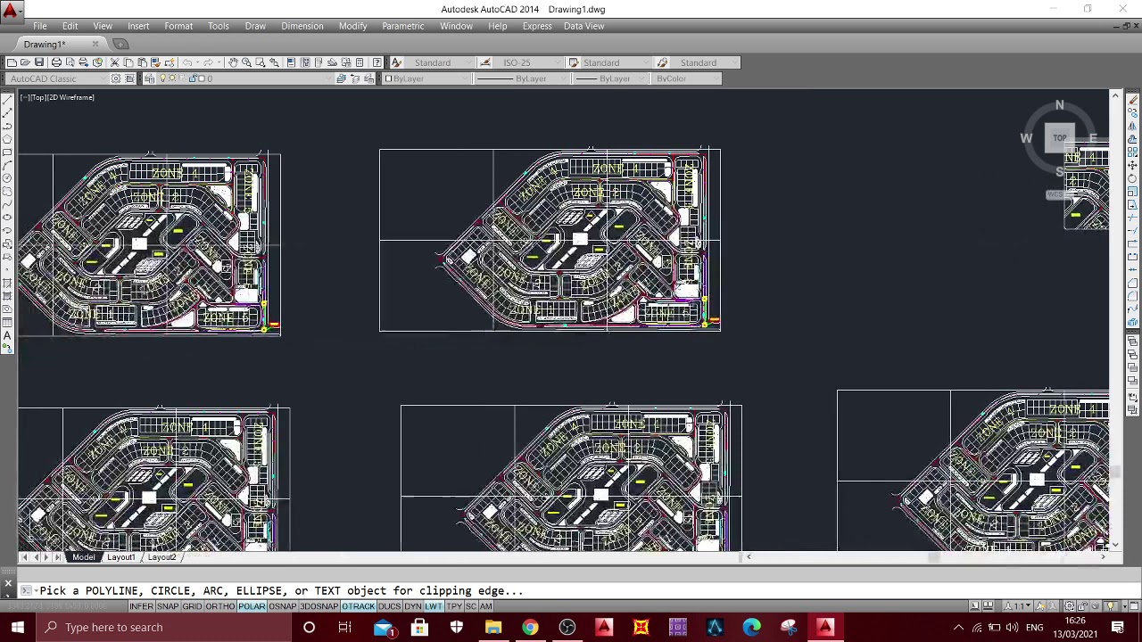 طريقت تقطيع البلان الي لوحات باستخدام امر Clip it في Auto-cad