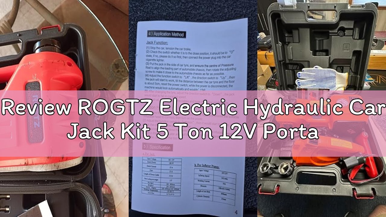 Review ROGTZ Electric Hydraulic Car Jack Kit 5 Ton 12V Portable Lift Range 17.7 Inch with Tire Infla