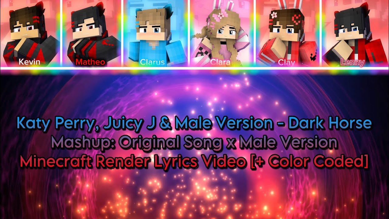 Katy Perry, Juicy J x Male Ver. - Dark Horse (MASHUP) | Minecraft Render Lyrics Video [+Color Coded]