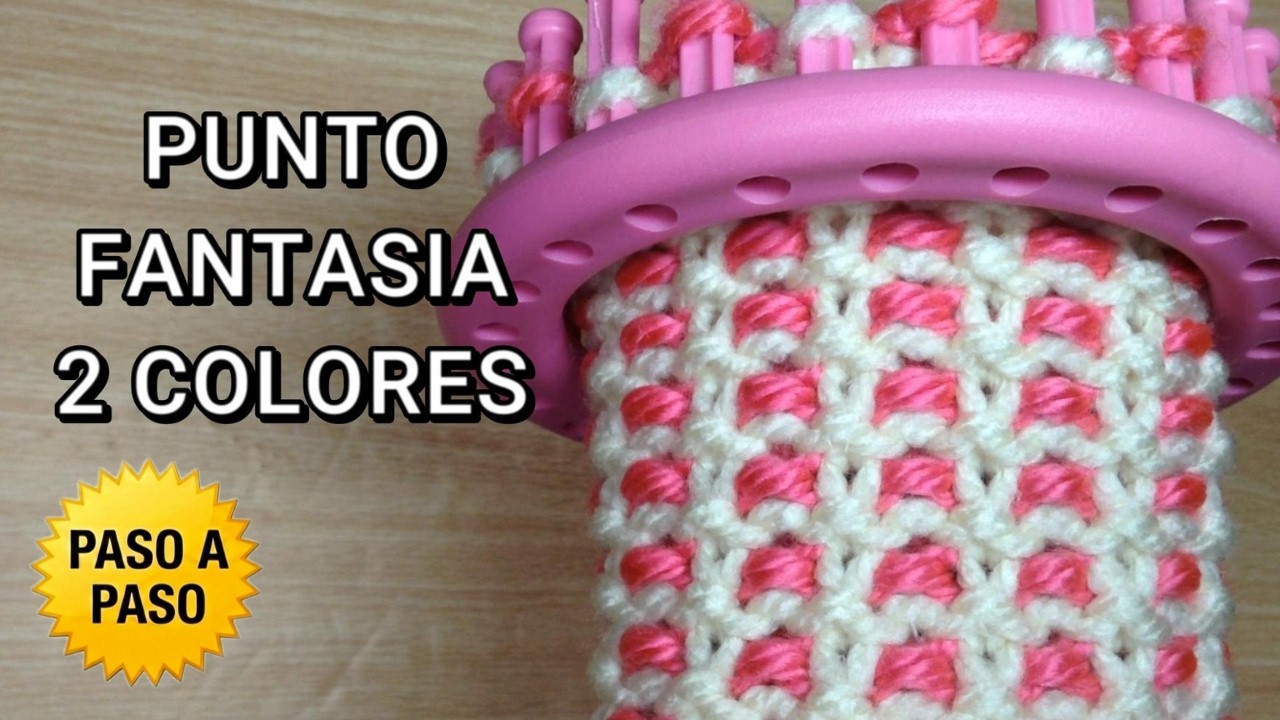 PUNTADA FANTASIA CON 2 COLORES en Telar Circular Ideal para Gorros y Bufandas