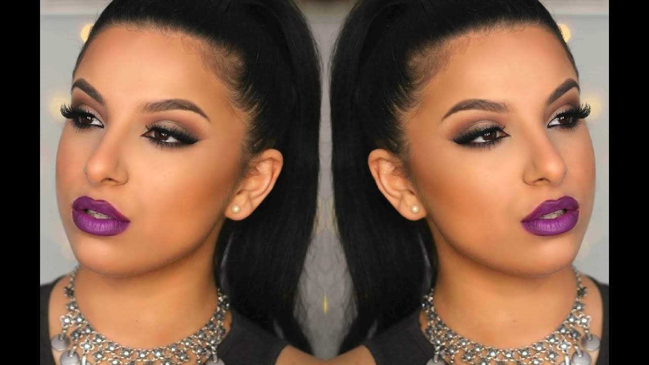 Neutral Smokey Eyes & Bold Purple Lips | Makeup By Leyla