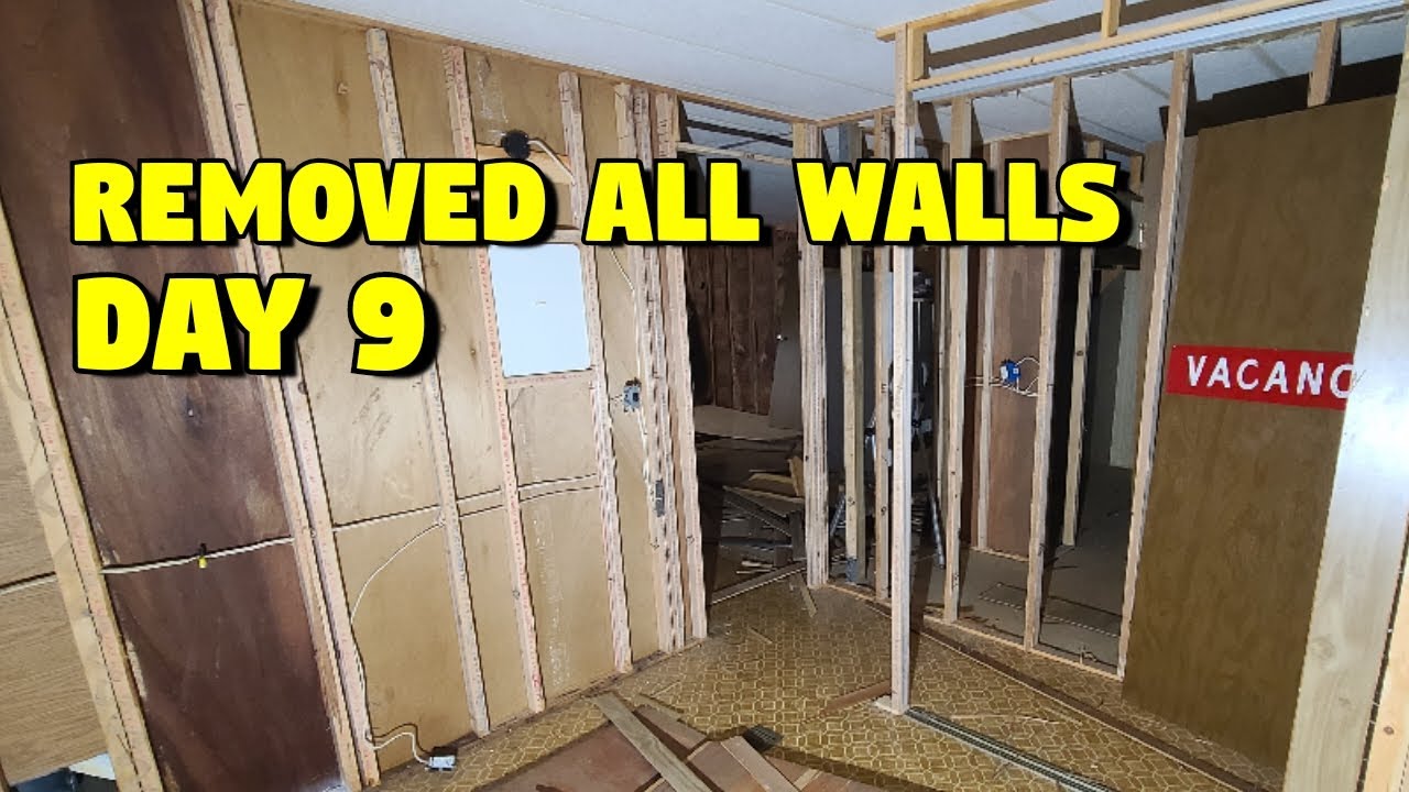 Removing all the wood panels: DAY 9 mobile home renovation journey