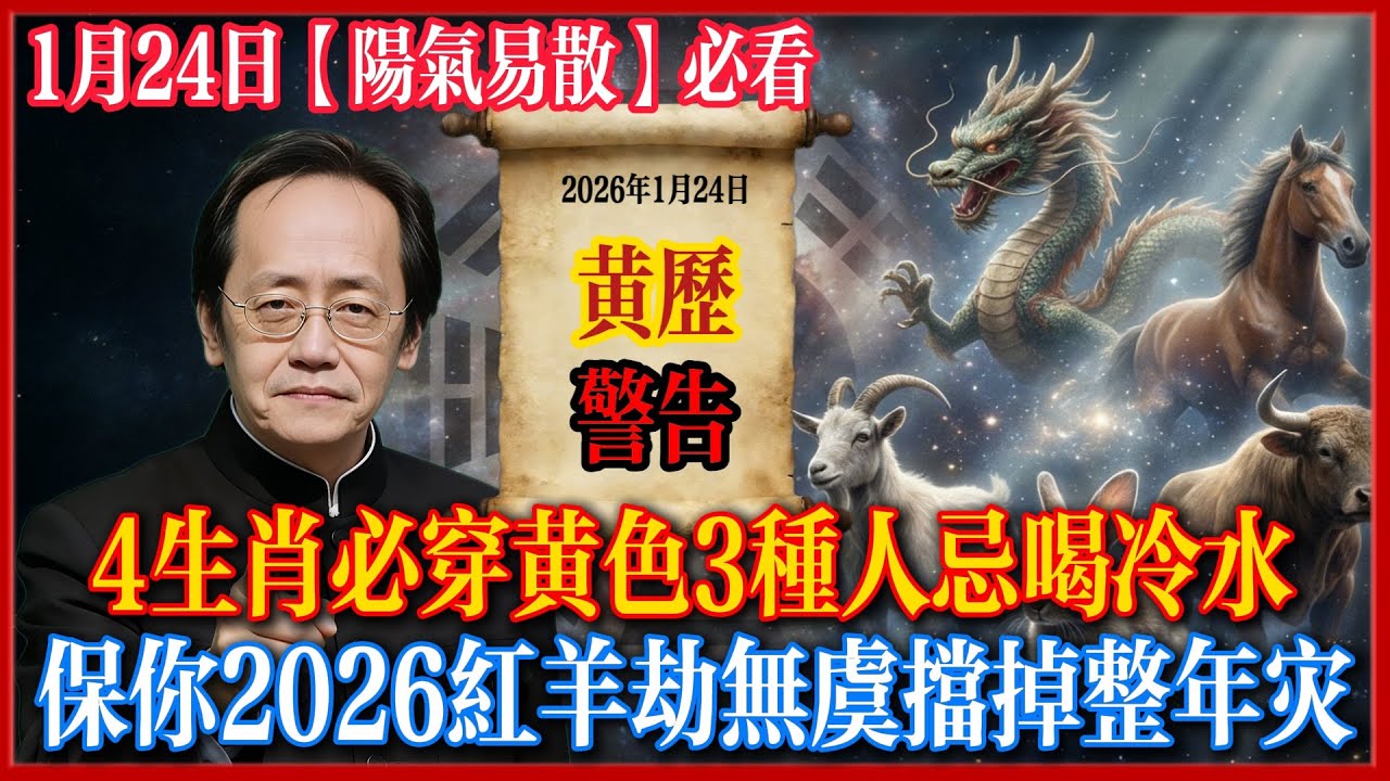 倪海廈語言警告：1月24日【陽氣易散】必看，4生肖應該穿黃色築基，3種體質的人應該忌喝冷水，保你2026年紅羊劫無虞