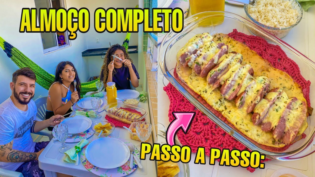 FIZ ALMOÇO COMPLETO + ALMOÇAMOS NA VARANDA + OLHA ESSA MESA COMO FICOU LINDA!