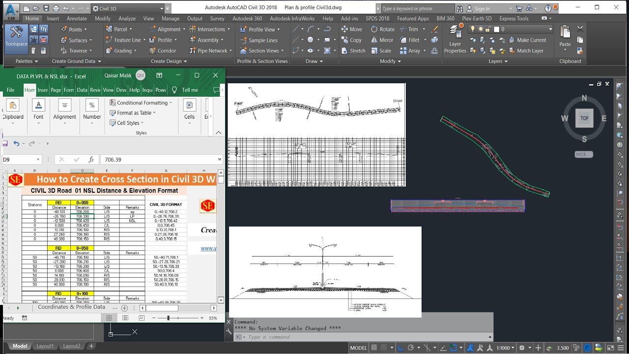 AutoCAD Civil 3D PLine Alignment & Profile With Reference Drawings. |Distance & Elevations Surface