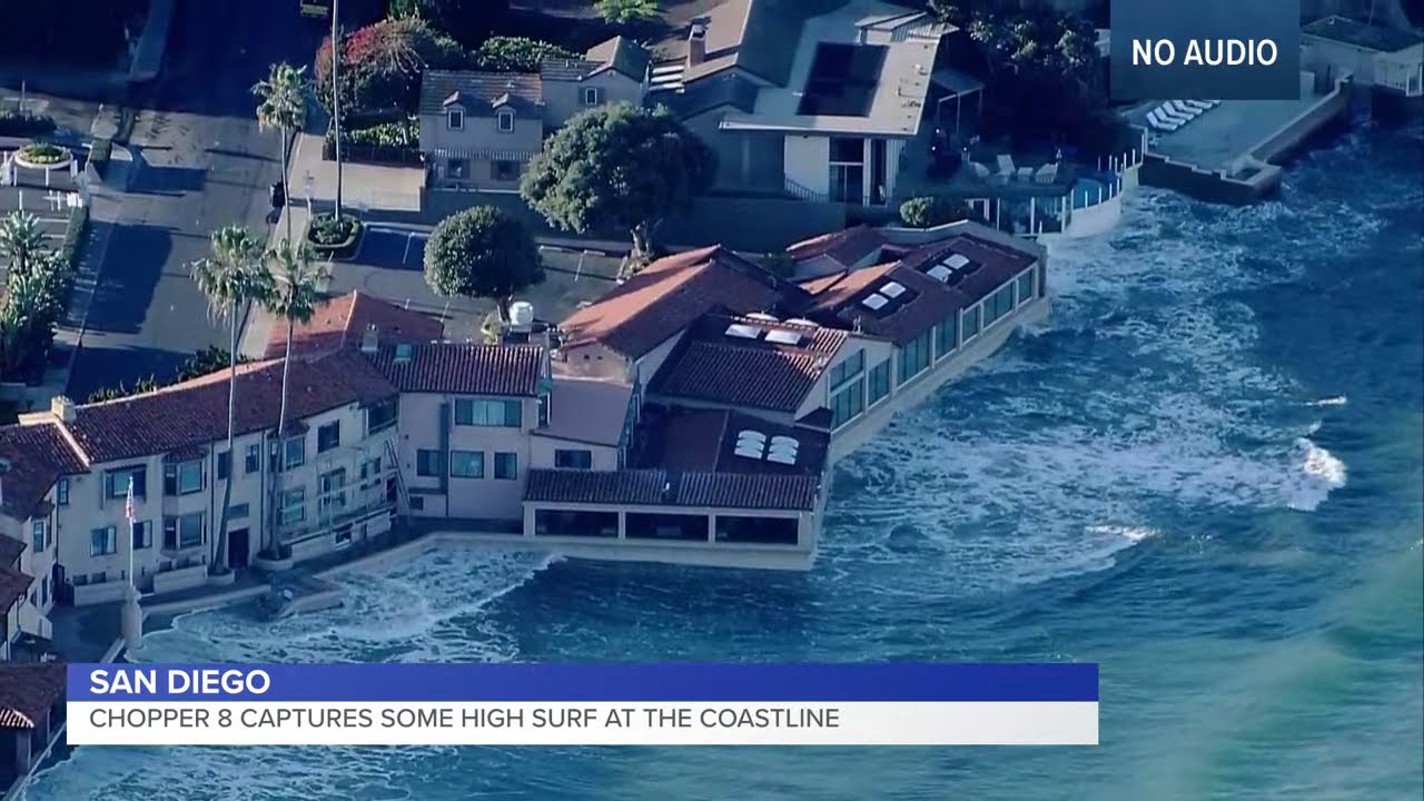 Chopper 8 captures some big surf at San Diego's coastline Monday morning
