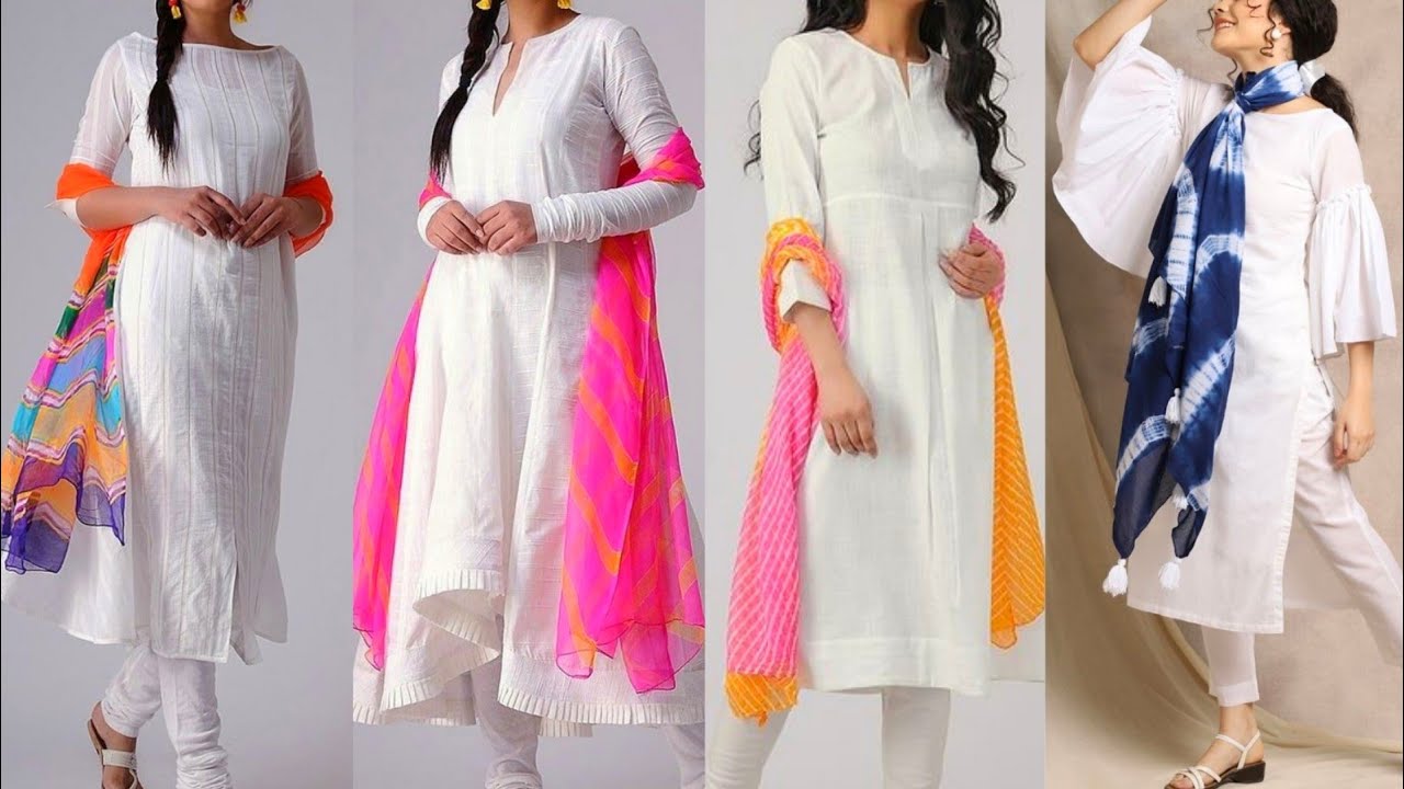 2020 Latest #Simple #White Kurti Designs|#Plain #White #Kurti Designs|White colour kurti Designs