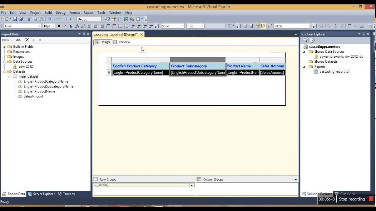 How To Create Cascading Parameter Report In SSRS(Exp-1)- Video7