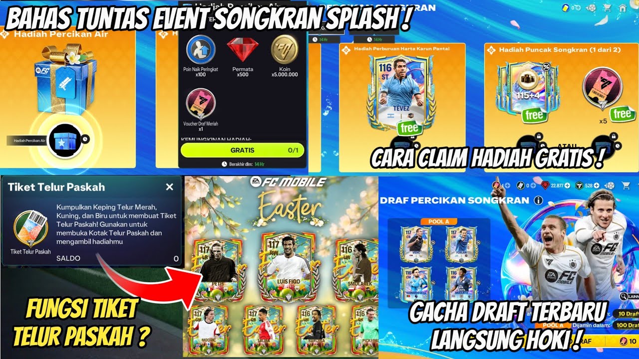 CLAIM PEMAIN 117 GRATIS FUNGSI TIKET TELUR PASKAH & CARA MENYELESAIKAN EVENT SONGKRAN GACHA DRAFT !