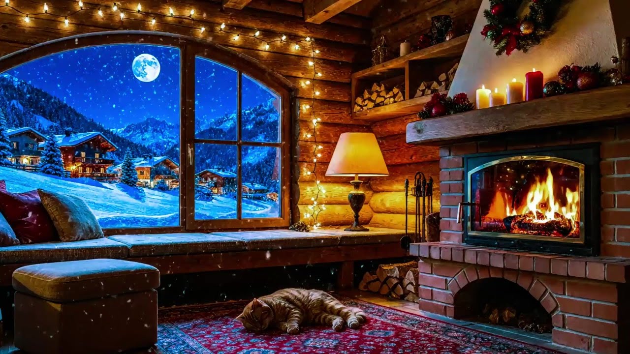 Warm Cozy Fireplace & Soft Piano for Deep Sleep