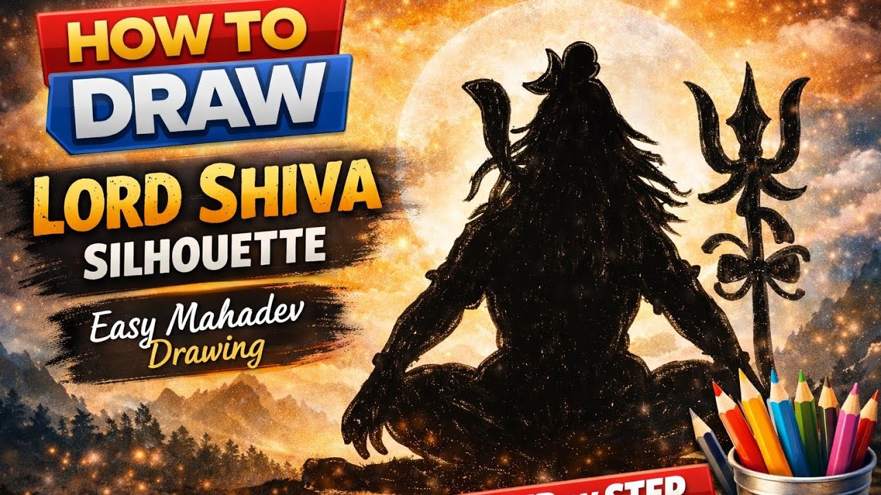How to Draw Lord Shiva Silhouette | Easy Mahadev Meditation Art 🙏✨ #viralvideo 