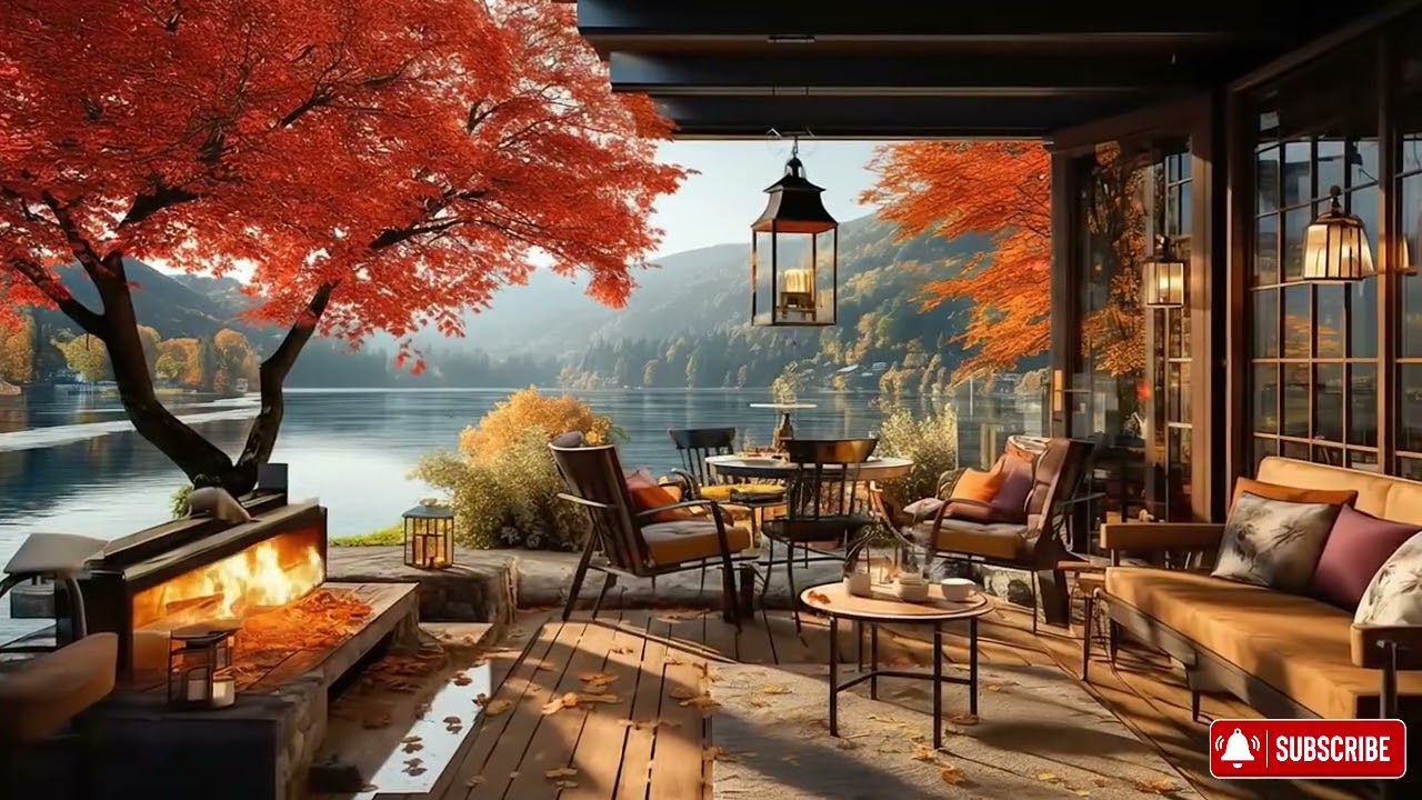 Happy Spring Morning & Relaxing Jazz Instrumental Music at Outdoor Coffee...