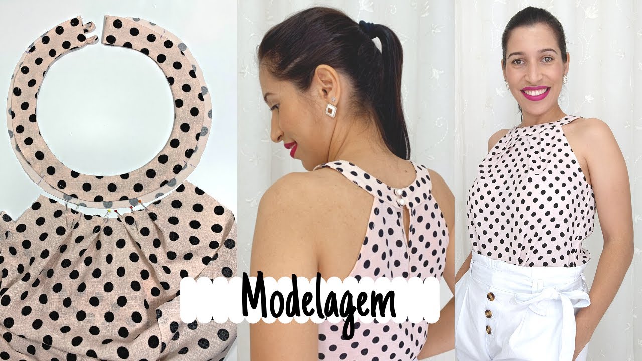 Como fazer modelagem de blusa cava americana com pregas no decote e gola redonda😍🌟