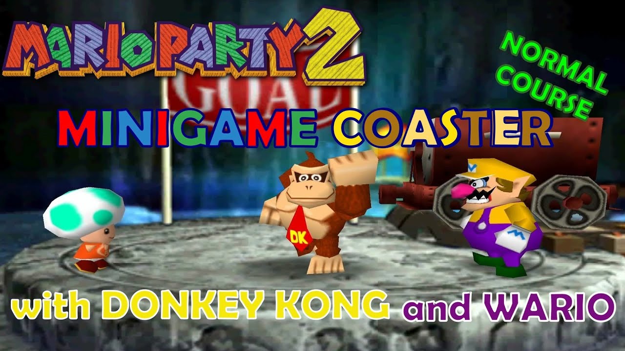 Mario Party 2 Minigame Coaster Normal Course with DONKEY KONG and WARIO
