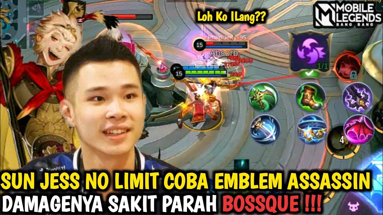 SUN JESS NO LIMIT EMBLEM ASSASSIN DAN BUILD TERSAKIT 2021, AUTO MODE MENGAMUK - Sun Mobile Legends