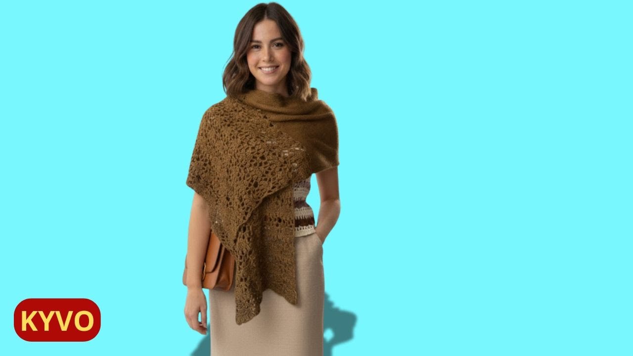 🧶Aprende a hacer esta preciosa PASHMINA con la Técnica Mixta - Fácil de hacer.