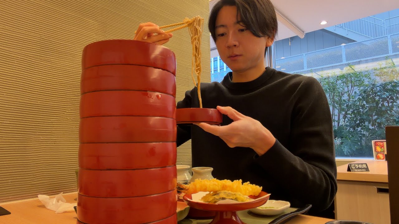 時間無制限そば食べ放題で限界に挑戦する