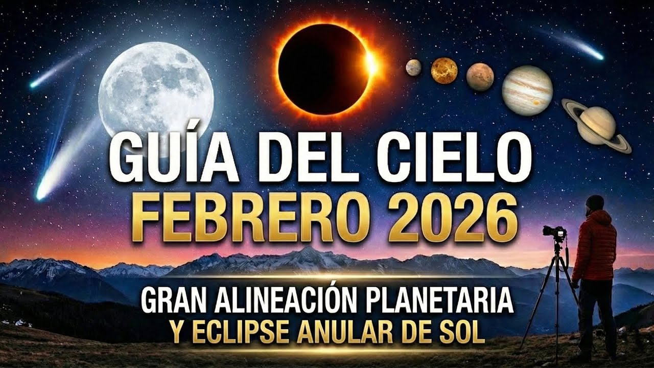 Qué ver en el Cielo FEBRERO 2026: Gran Alineación Planetaria y la Verdad del Eclipse Anular de Sol