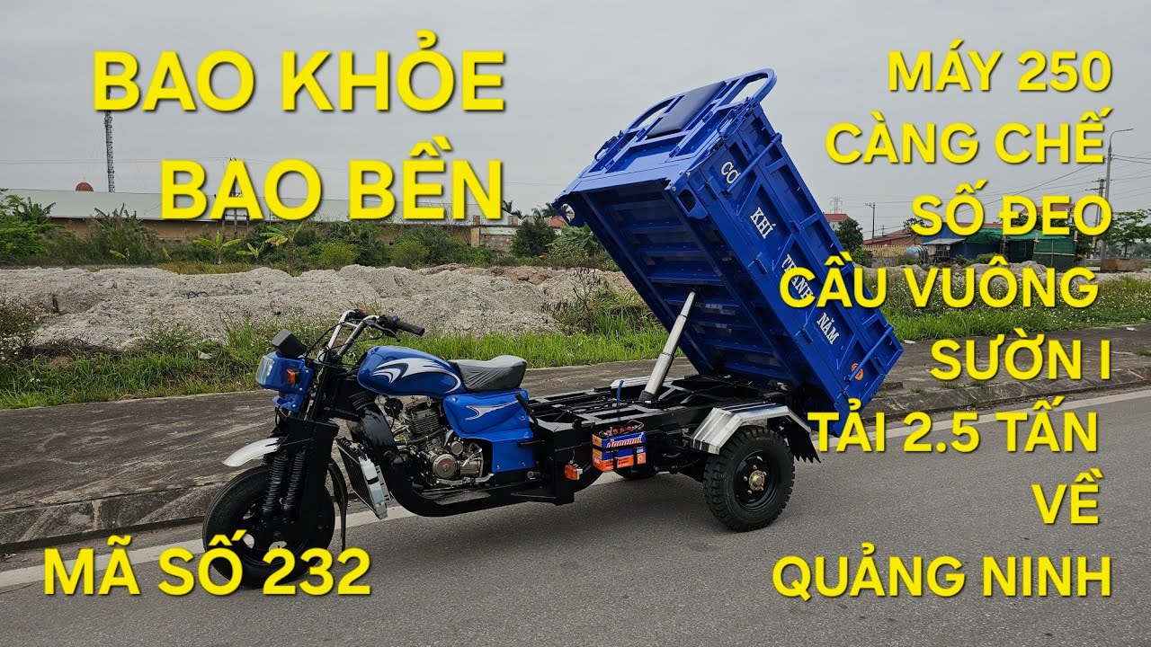 Mẫu xe ba bánh máy 250cc, càng chế, cầu vuông cực khỏe giao về Quảng Ninh 
