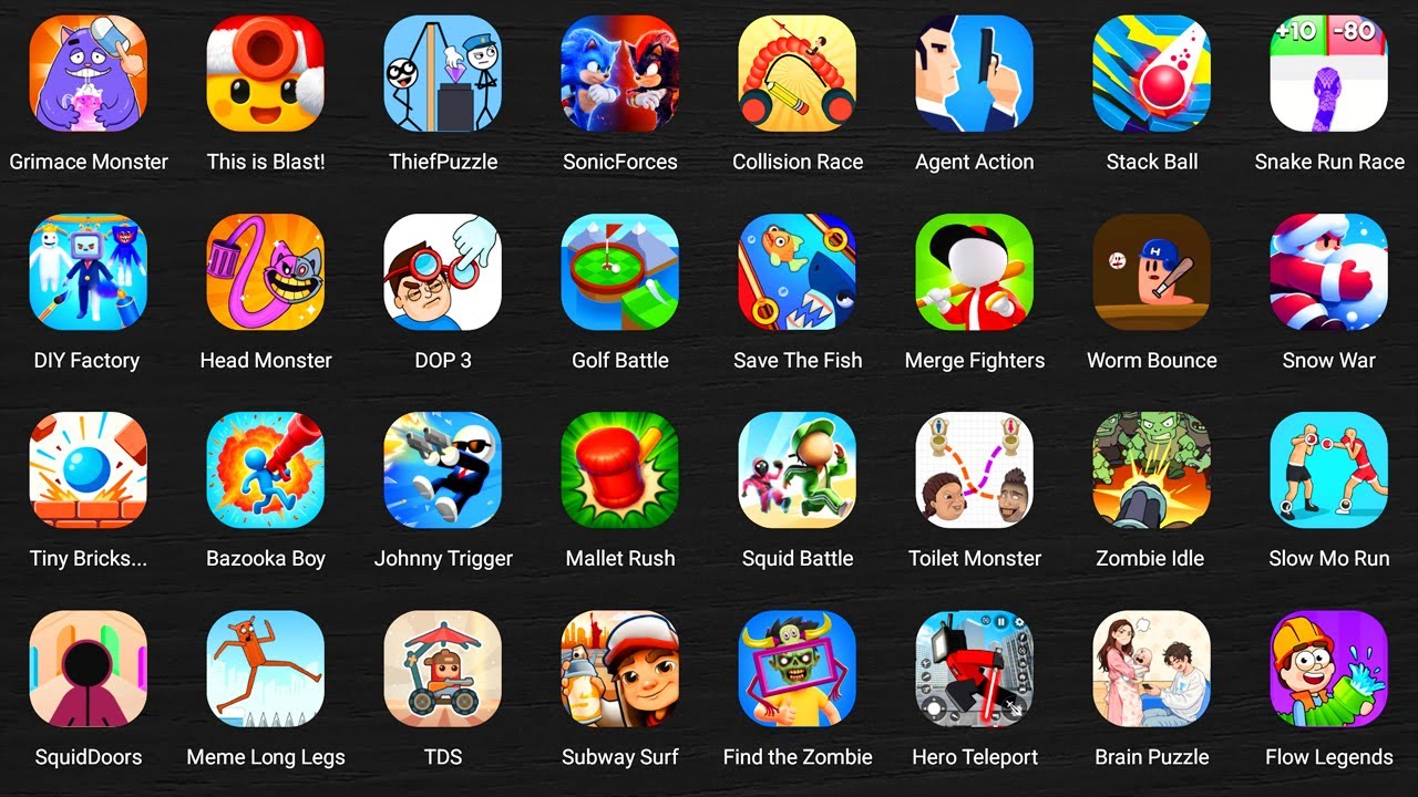 Roblox,Great School Breakout,Evil Grandma,Poppy Playtime 4,Thief Puzzle 3,Save The Fish,Snake Lite.
