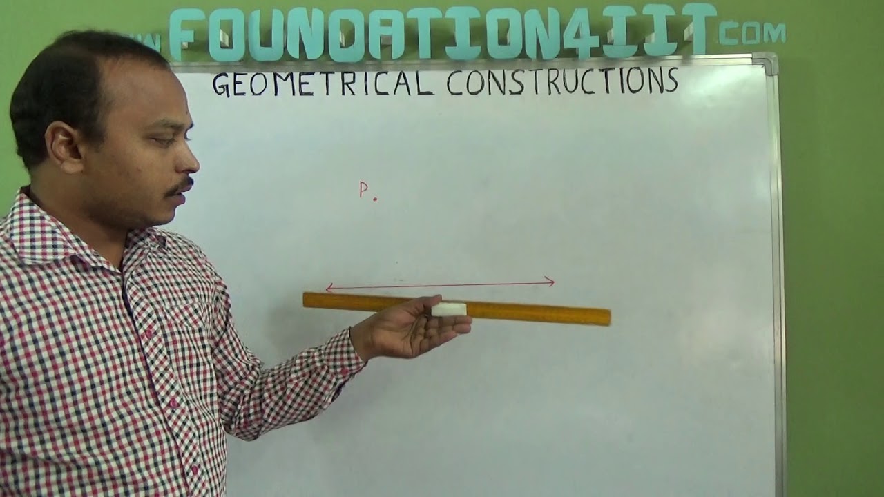 How to draw a perpendicular to a line from a point outside line using Set Square