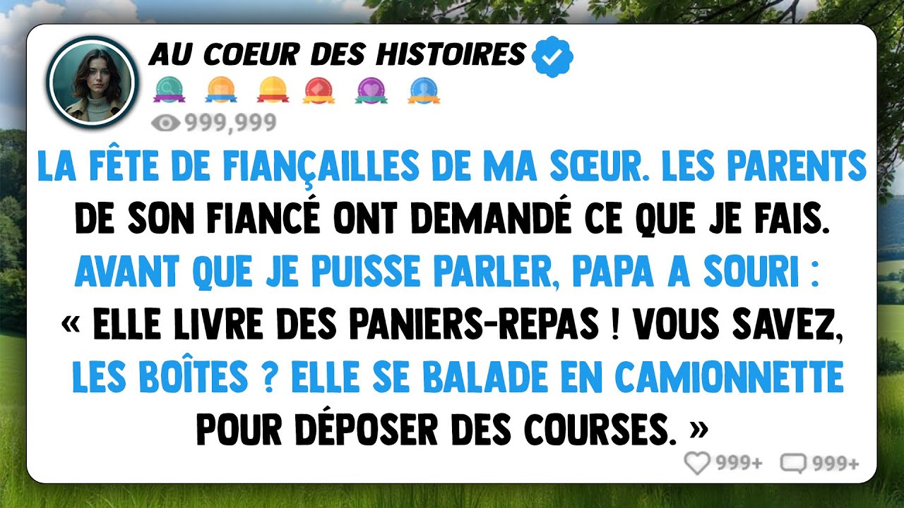La fête de fiançailles de ma sœur. Les parents de son fiancé ont demandé ce que je fais.